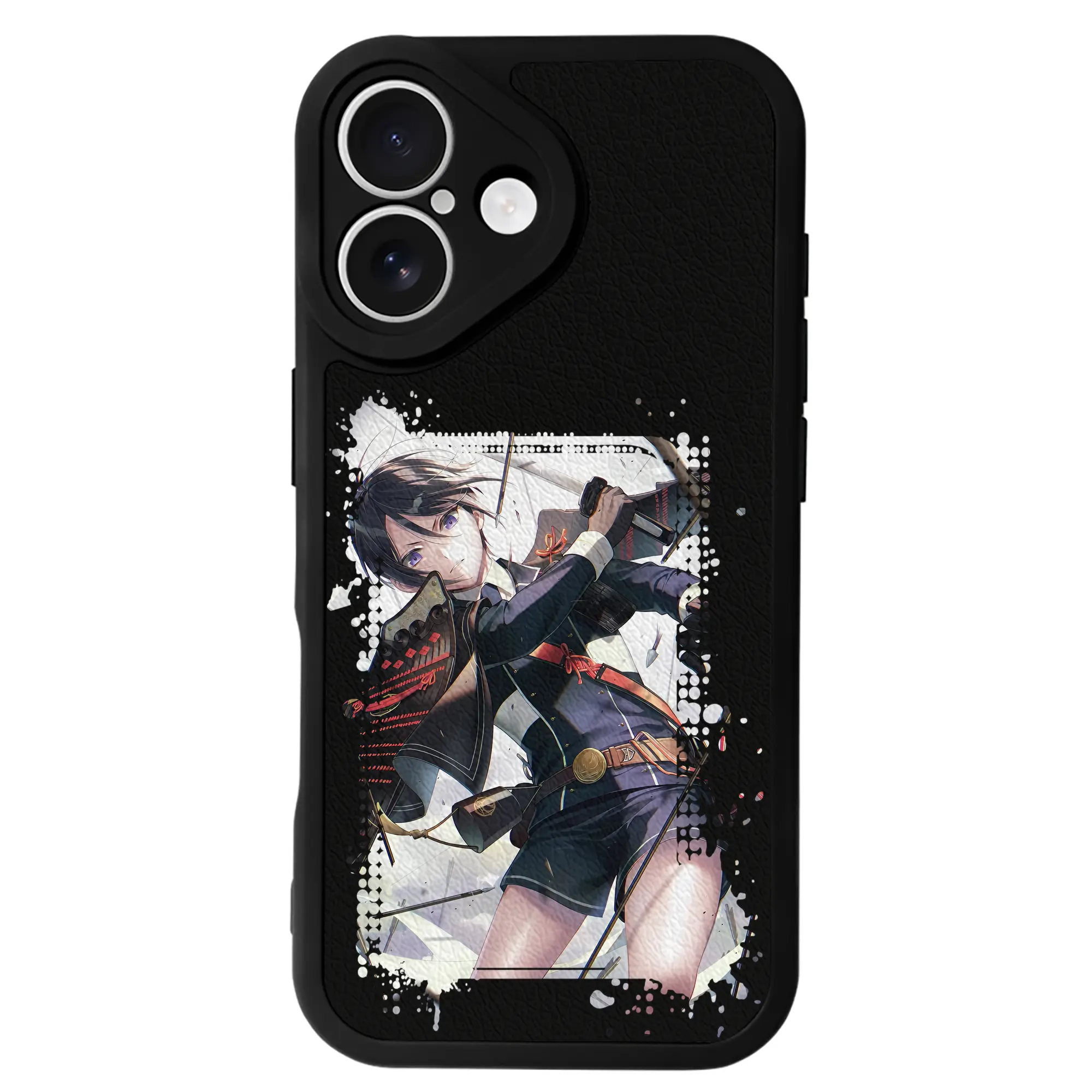 刀剣乱舞 グッズ,薬研藤四郎 - IPhone 16シリーズ対応 ・ シリコンスマホケース ・ レザー調 ・ 高精度フィット ・ 耐衝撃 ・ ワイヤレス充電対応 ・ 精密カット